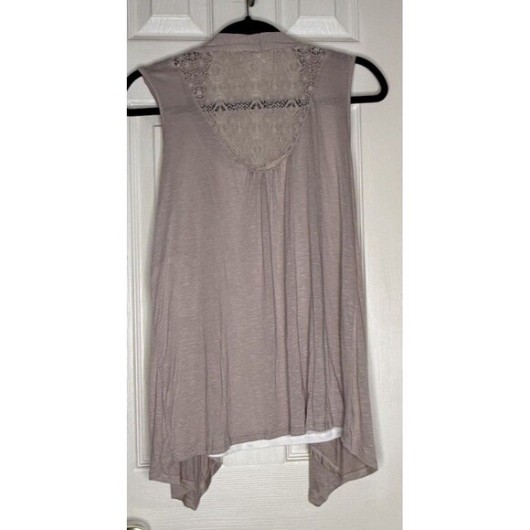 Size S- Women’s Top Sleeveless Open Front Shirt Long Vest Neutral NWT - Picture 2 of 4